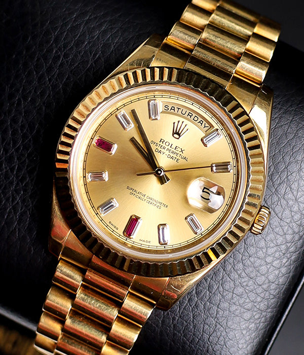 Rolex Day-Date II 218238 41mm "Ruby Dial" Factory
