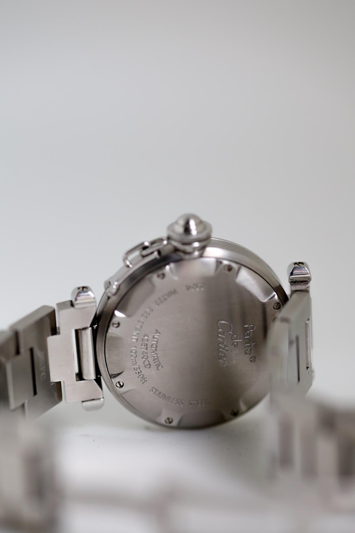 Cartier Pasha C 2324 Stainless Steel Arabic Numeral Black Dial - view 9