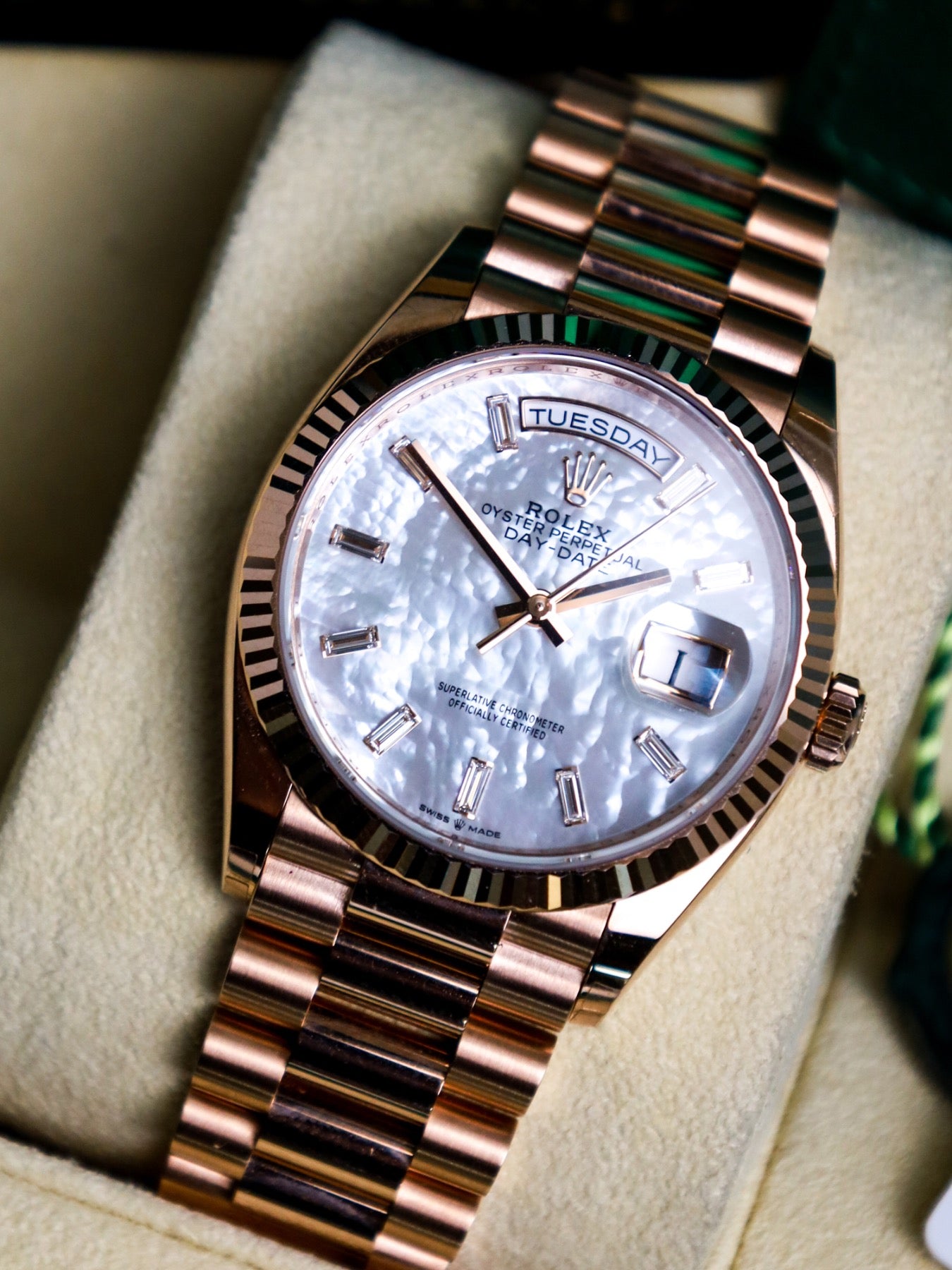 Rolex Day-Date 36 128235 Mother of Pearl Baguette