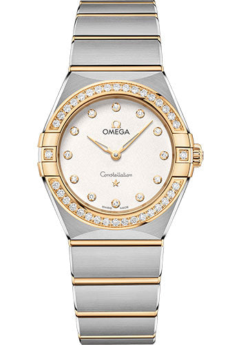 Omega Constellation Manhattan Quartz Watch - 28 mm Steel And Yellow Gold Case - Diamond-Paved Bezel - Crystal White Silvery Diamond Dial - 131.25.28.60.52.002