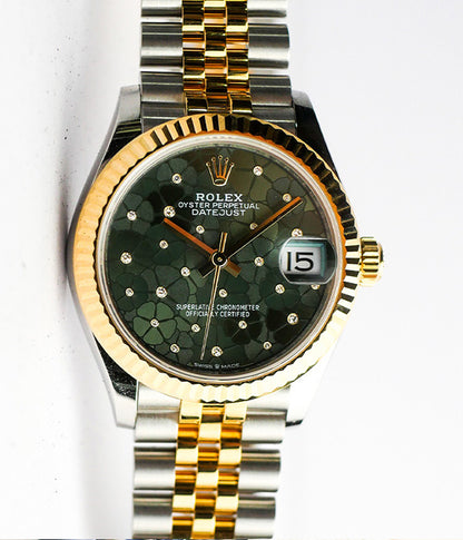 Rolex Datejust 31 Certified 278273 Floral Diamond Olive Dial Full Set