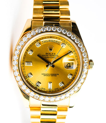 Rolex Day-Date II 41mm Factory Diamond Dial and Bezel 218348