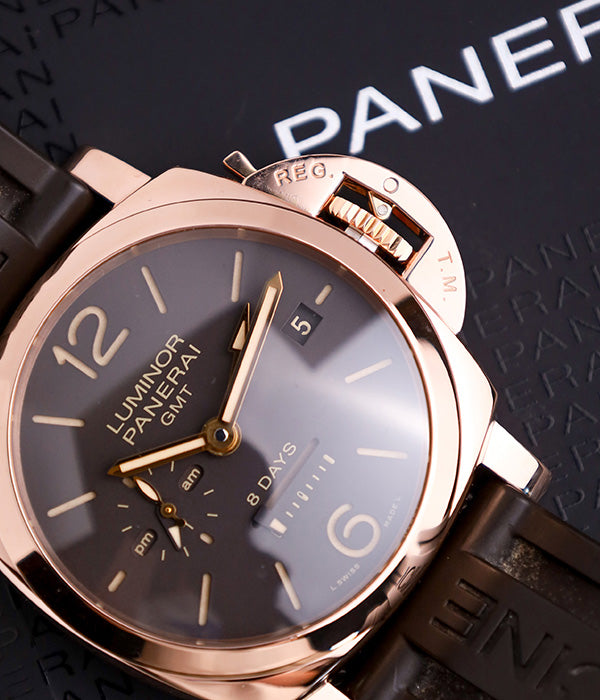 Panerai Luminor 1950 8 Days GMT Certified Rose Gold Full Set PAM00576