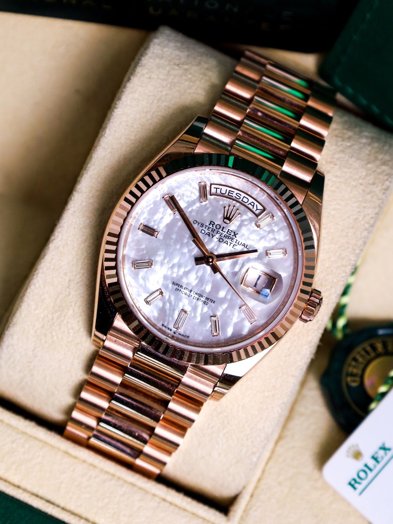 Rolex Day-Date 36 128235 Mother of Pearl Baguette