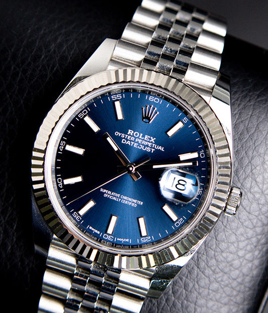 Datejust 41 126334 Fluted Jubilee Blue Stick Dial Full Set