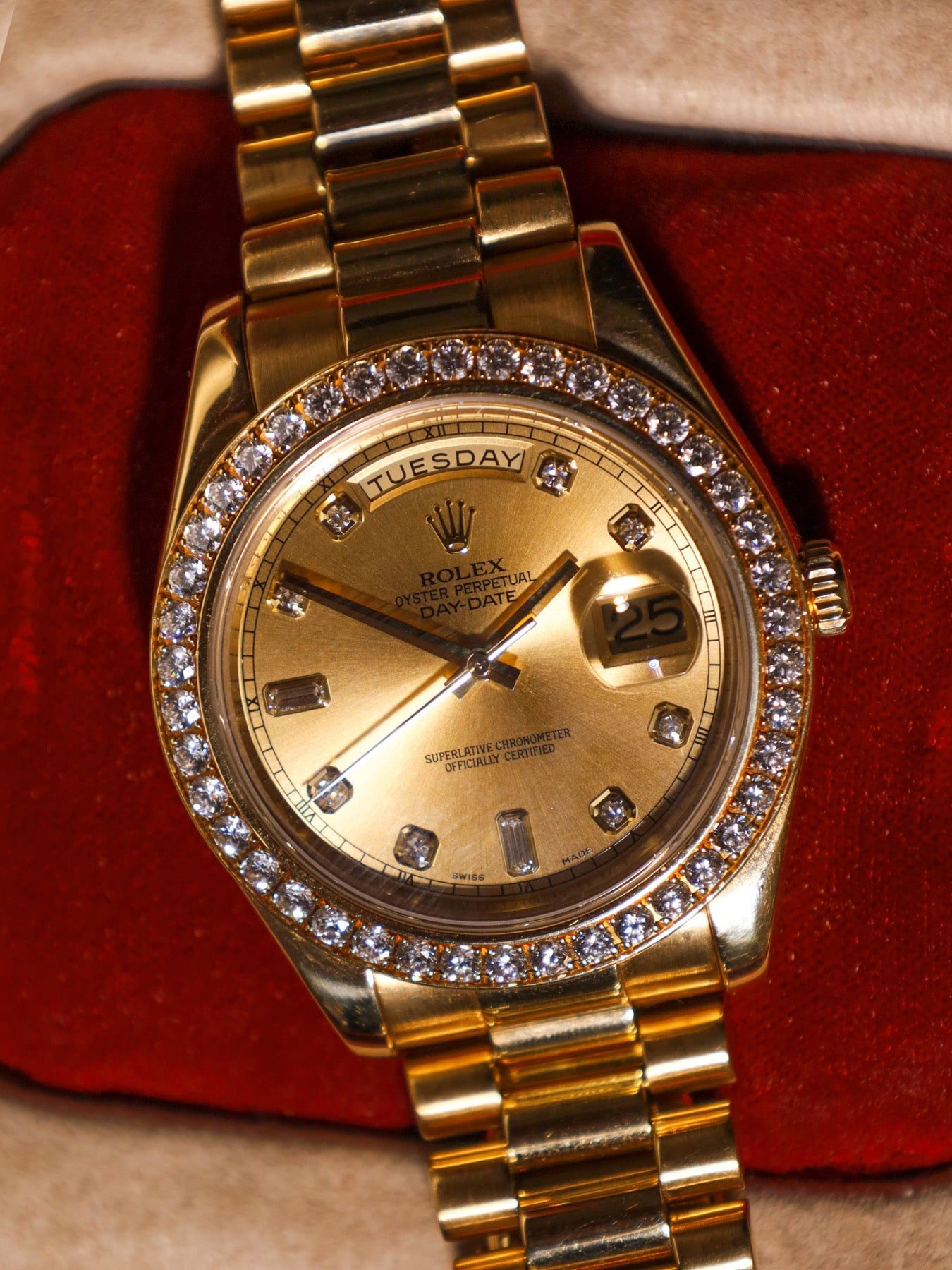 Rolex Day-Date II 218348 41mm Factory Diamond Bezel And Dial All Factory Discontinued