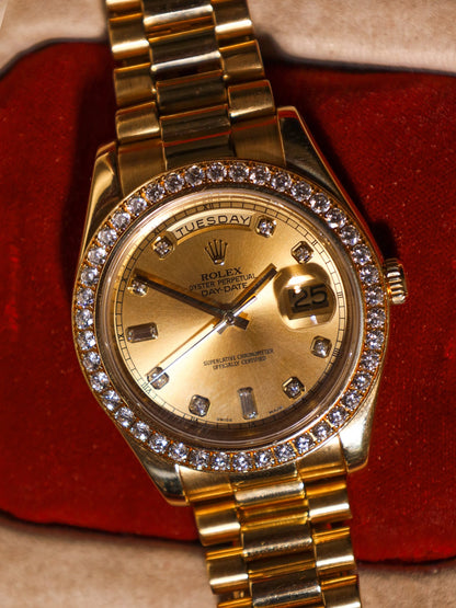 Rolex Day-Date II 218348 41mm Factory Diamond Bezel And Dial All Factory Discontinued