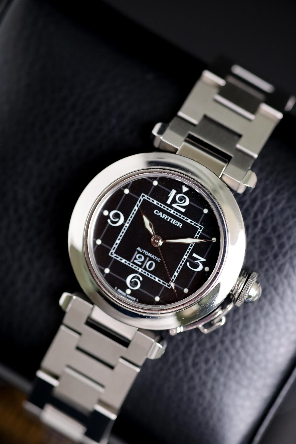 Cartier Pasha C 2475 Stainless Steel Black Dial - NW Timepieces