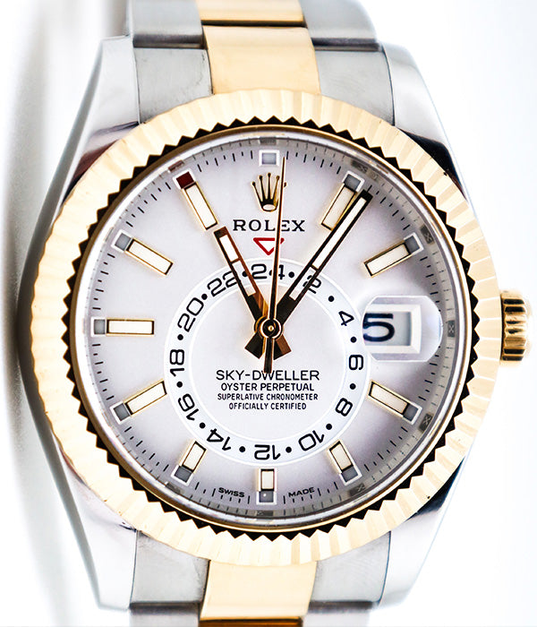 Rolex Sky-Dweller Certified 326933 Oyster White Dial Two Tone MINT CONDITION FULL SET