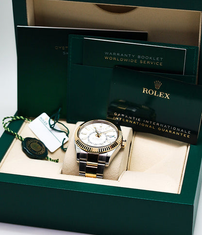 Rolex Sky-Dweller Certified 326933 Oyster White Dial Two Tone MINT CONDITION FULL SET