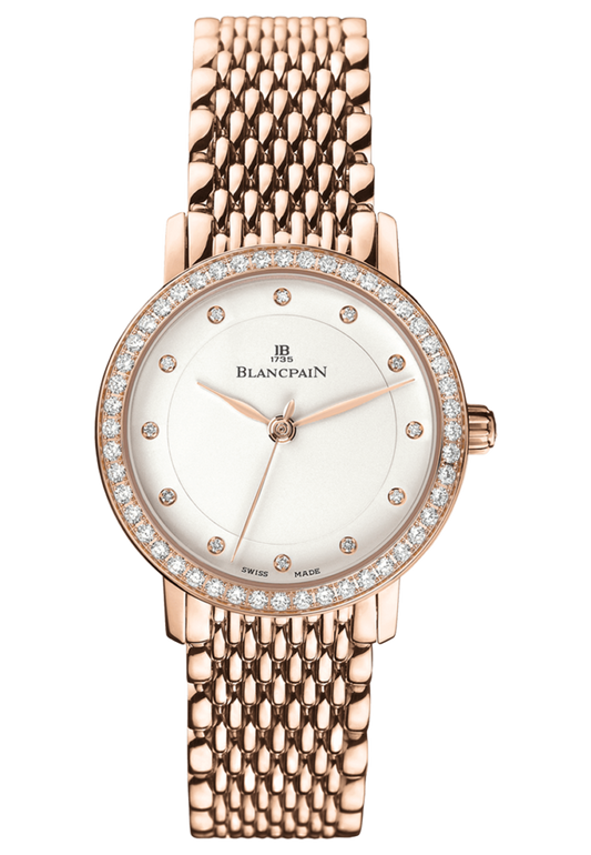 Blancpain Villeret Ultraplate Red Gold Mille Mailles Diamond Ultra-Slim Ladies Watch - 6102 2987 MMB