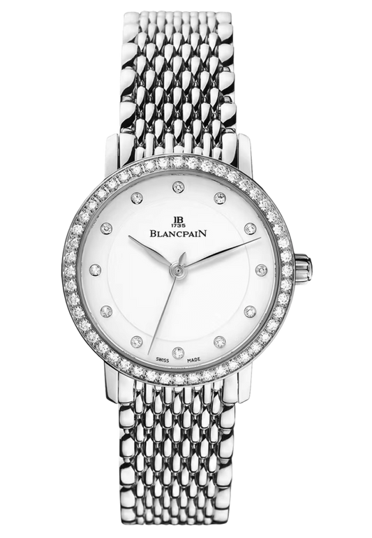 Blancpain Villeret Ultraplate Steel Mille Mailles Diamond Ultra-Slim Ladies Watch - 6102 4628 MMB