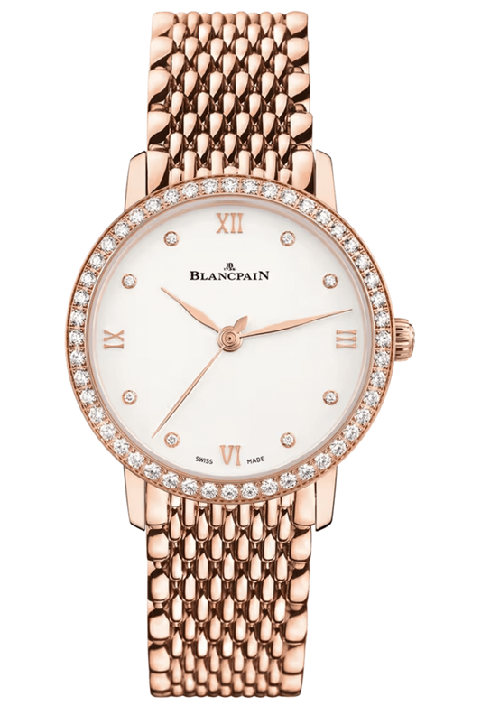Blancpain Villeret Ultraplate Diamond Mille Mailles Red Gold Ladies Watch - 6104 2987 MMB