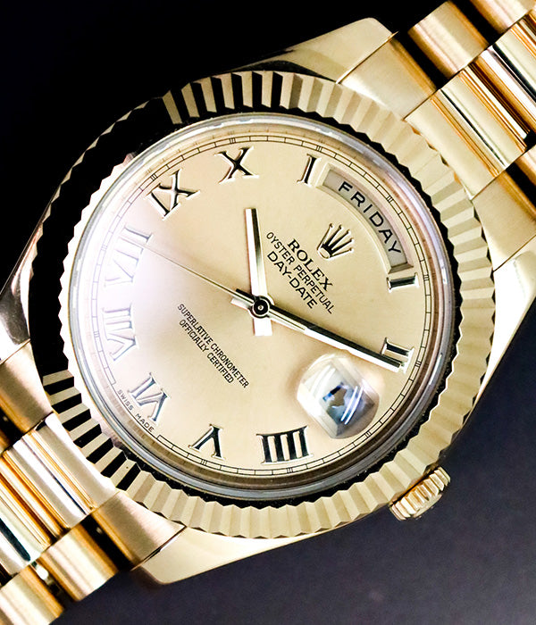 Rolex Day-Date II 41mm 218238 Yellow Gold Champagne Roman Full Set