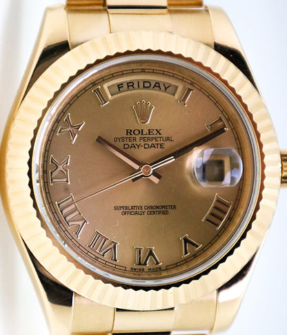 Rolex Day-Date II 41mm 218238 Yellow Gold Champagne Roman Full Set