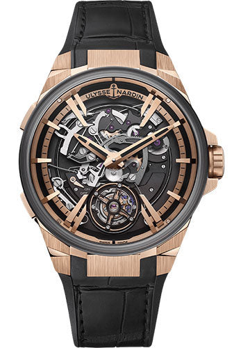 Ulysse Nardin Blast Hourstriker - 45mm Rose Gold and Titanium Case - Black Dial - Black Leather Strap