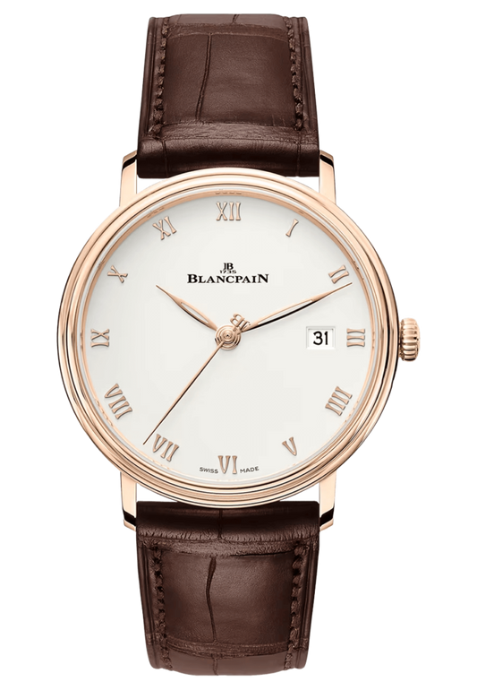 Blancpain Villeret Ultraplate Date Red Gold Ultra-Slim Alligator Men's Watch - 6224 3642 55B