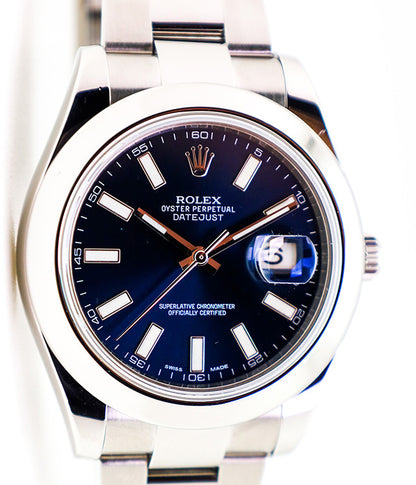 Rolex Datejust II Smooth Bezel Blue Dial 116300 Full Set