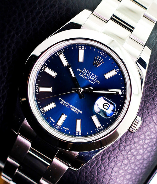 Rolex Datejust II Smooth Bezel Blue Dial 116300 Full Set