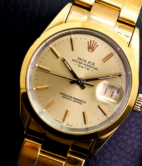 Oyster Perpetual Date 15505 Yellow Gold Full Set MINT CONIDITION LIKE NEW