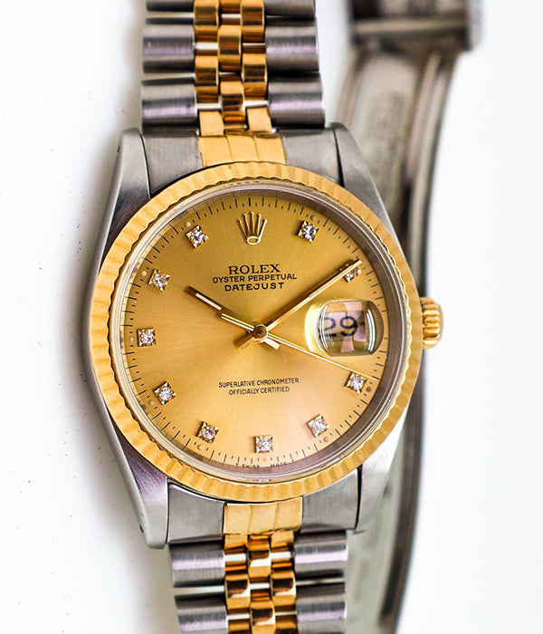 Datejust 36 Two Tone Jubilee Fluted Champagne Diamond Dial 16233