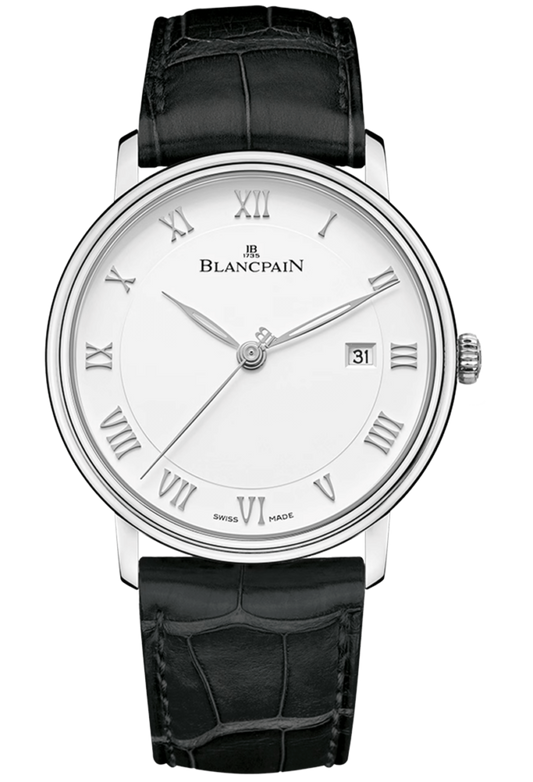 Blancpain Villeret Ultraplate Date 40mm Steel Black Alligator Men's Watch - 6651 1127 55B