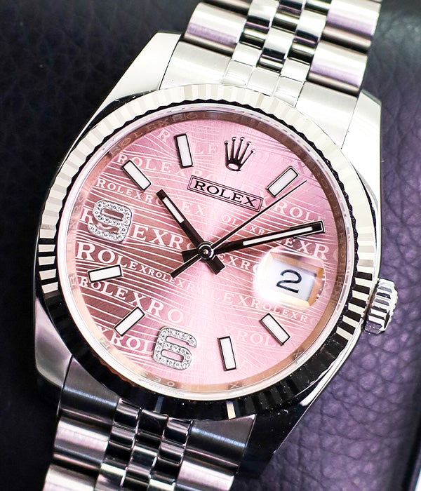 Datejust 36 Jubilee Hidden Clasp Fluted Pink Diamond Dial 116234