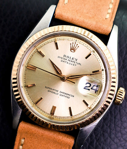 Rolex Datejust 36mm Certified 1601 Two Tone Rose Gold RARE Radium Dial