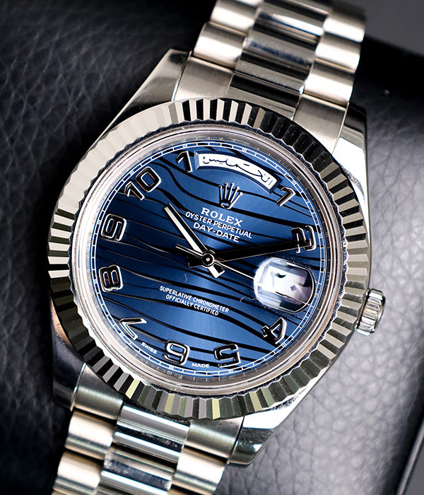 Day-Date II 41mm White Gold Blue Wave Dial Arabic Day / Date 218239