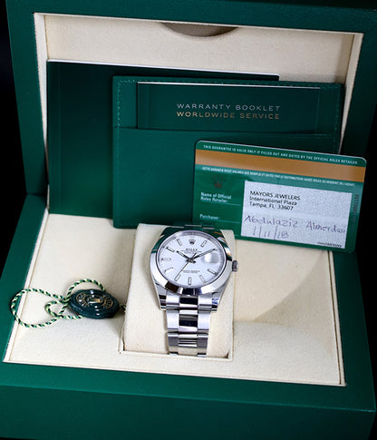Rolex Datejust 41 126300 White Stick Dial Full Set 2018