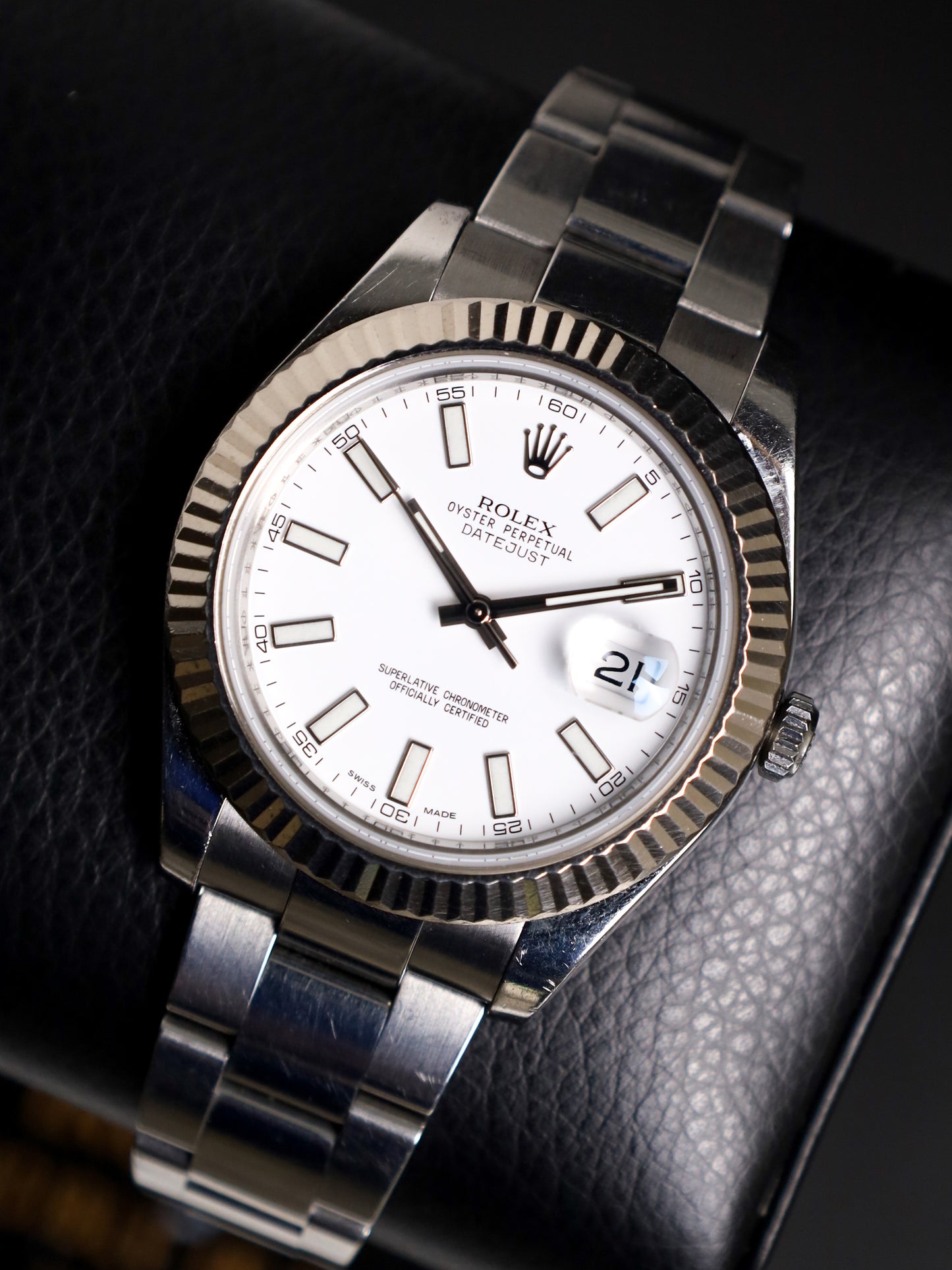 Rolex Datejust II 116334 Fluted 41mm Oyster White Dial