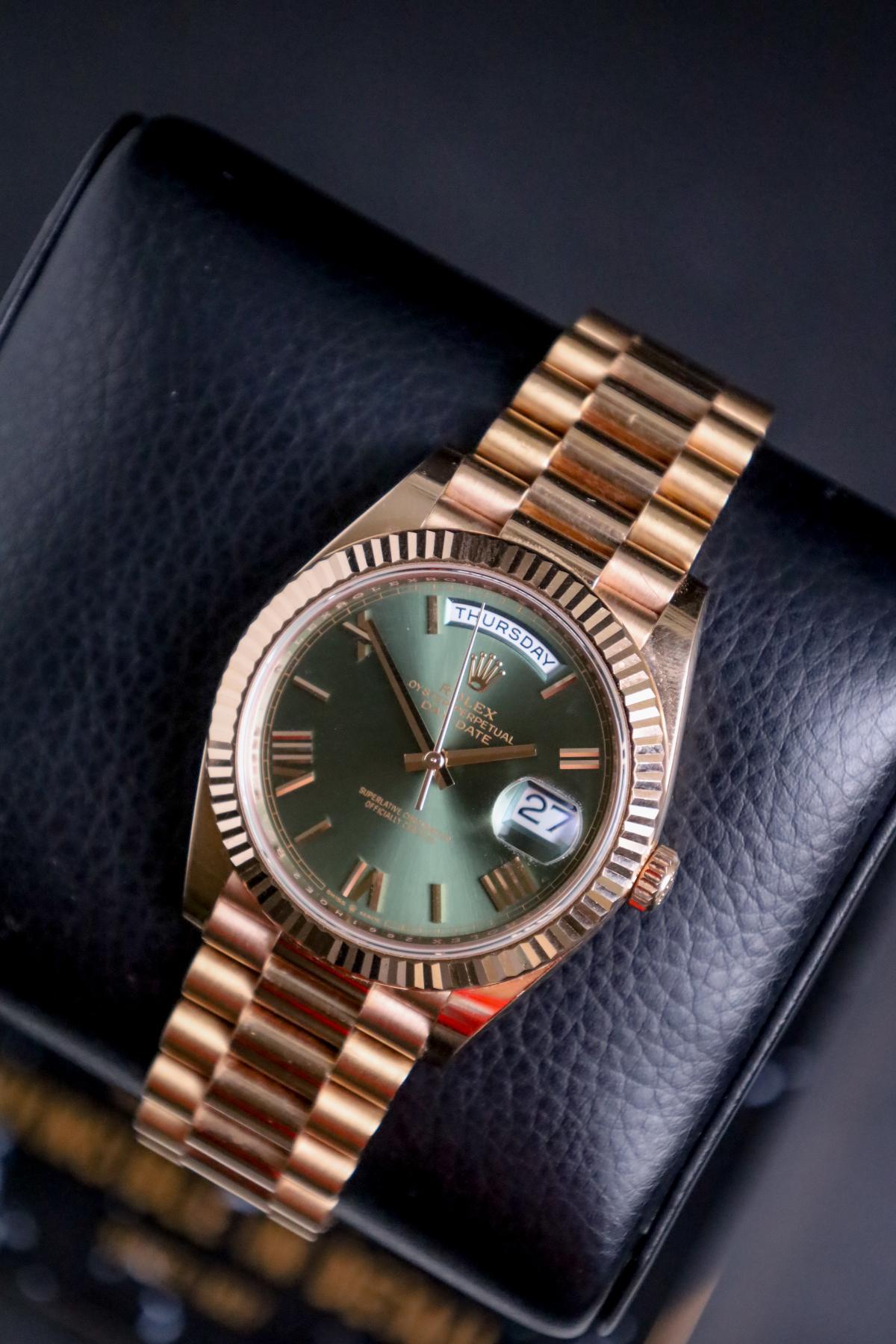 Rolex Day-Date 40 Rose Gold Olive Dial 228235