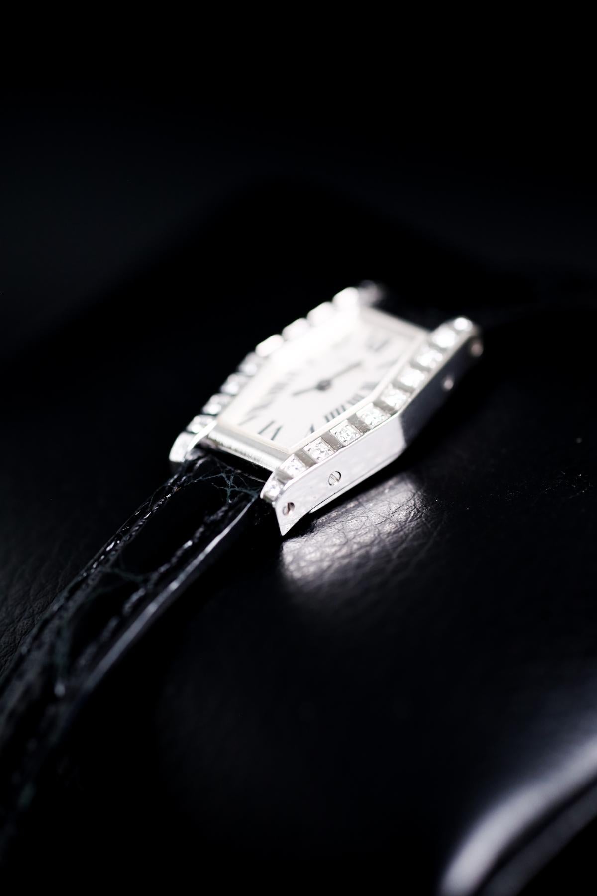 Cartier Lanières Tonneau White Gold Factory Diamonds