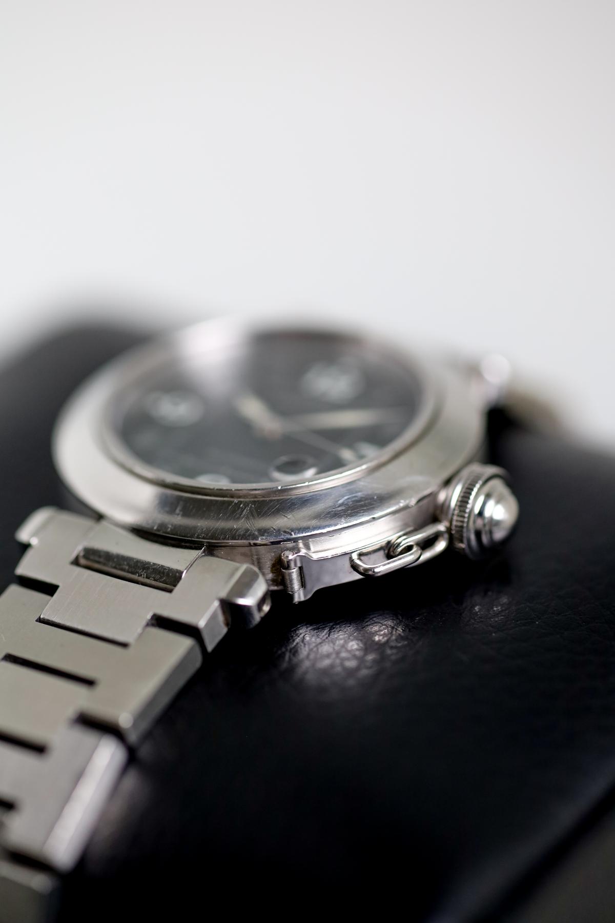 Cartier Pasha C 2324 Stainless Steel Arabic Numeral Black Dial - view 3