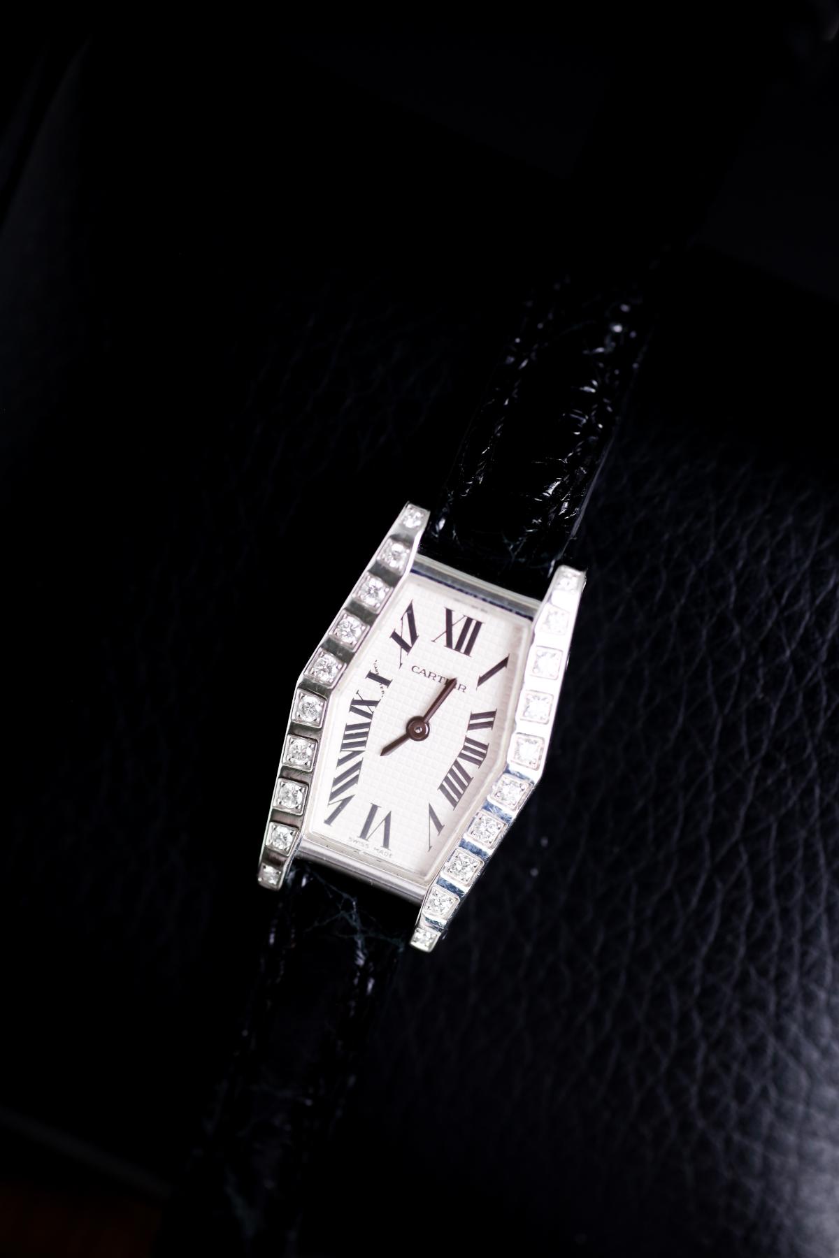 Cartier Lanières Tonneau White Gold Factory Diamonds