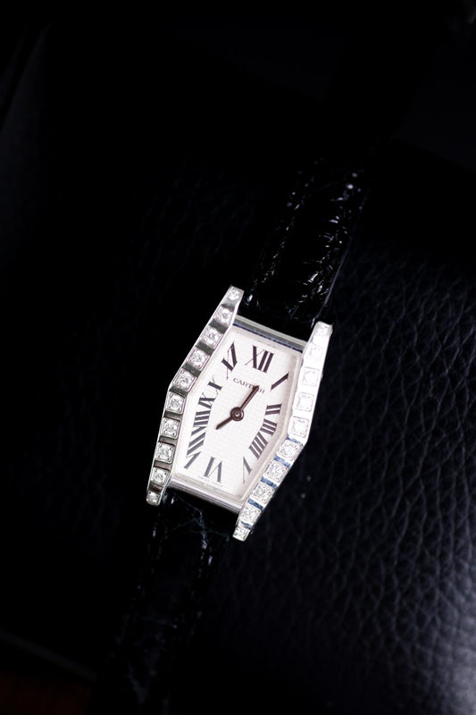 Cartier Lanières Tonneau White Gold Factory Diamonds