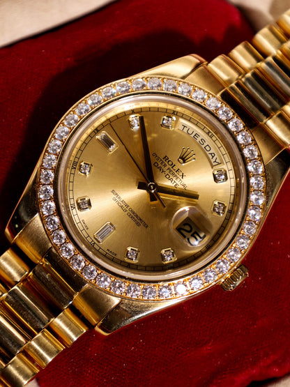 Rolex Day-Date II 218348 41mm Factory Diamond Bezel And Dial All Factory Discontinued