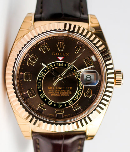 Rolex Sky-Dweller Rose Gold Chocolate Full Stickers Brand New