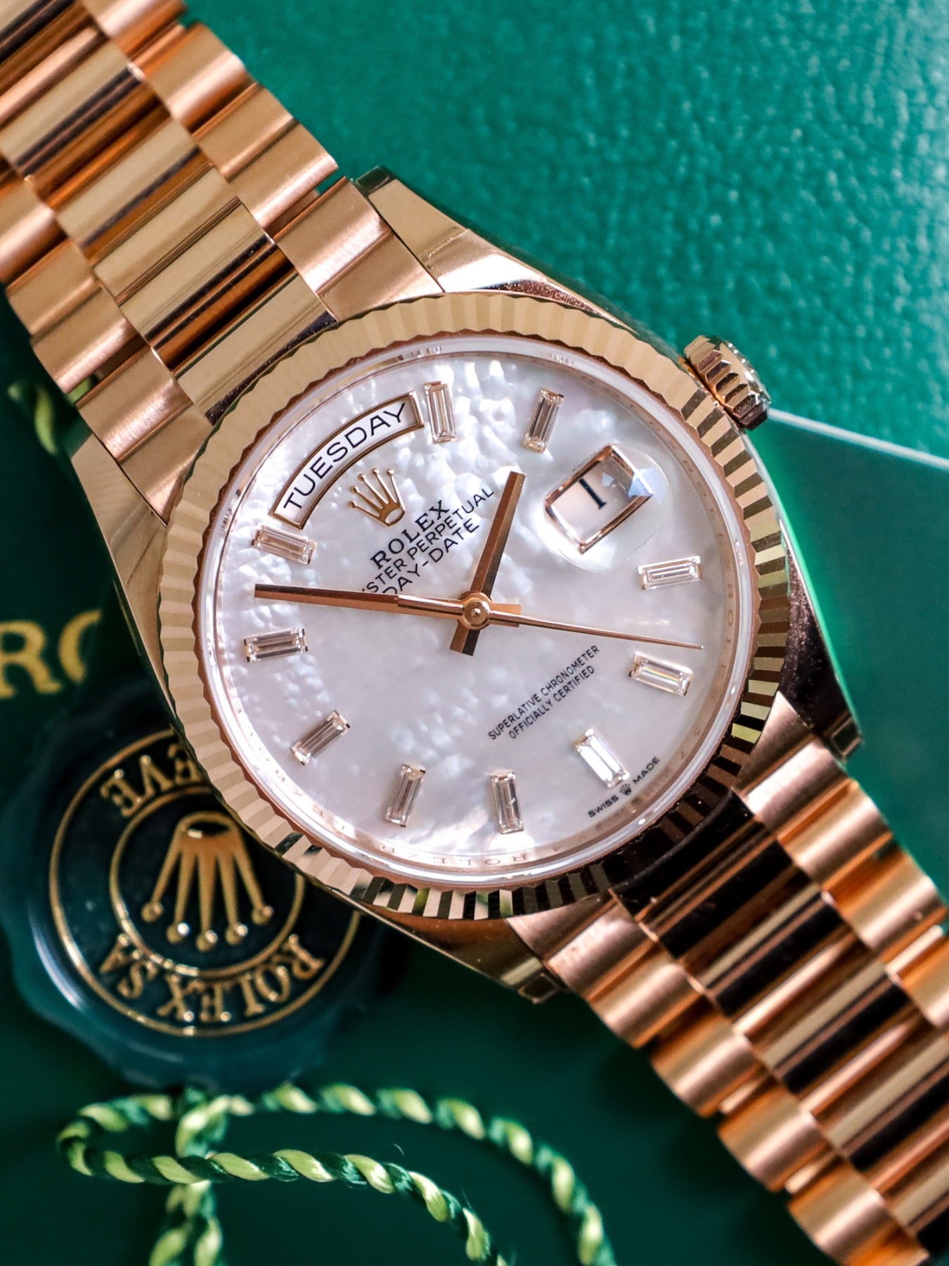 Rolex Day-Date 36 128235 Mother of Pearl Baguette