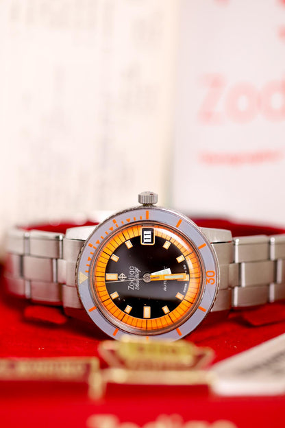 Zodiac Sea Wolf Orange Exotic Dial Very Rare