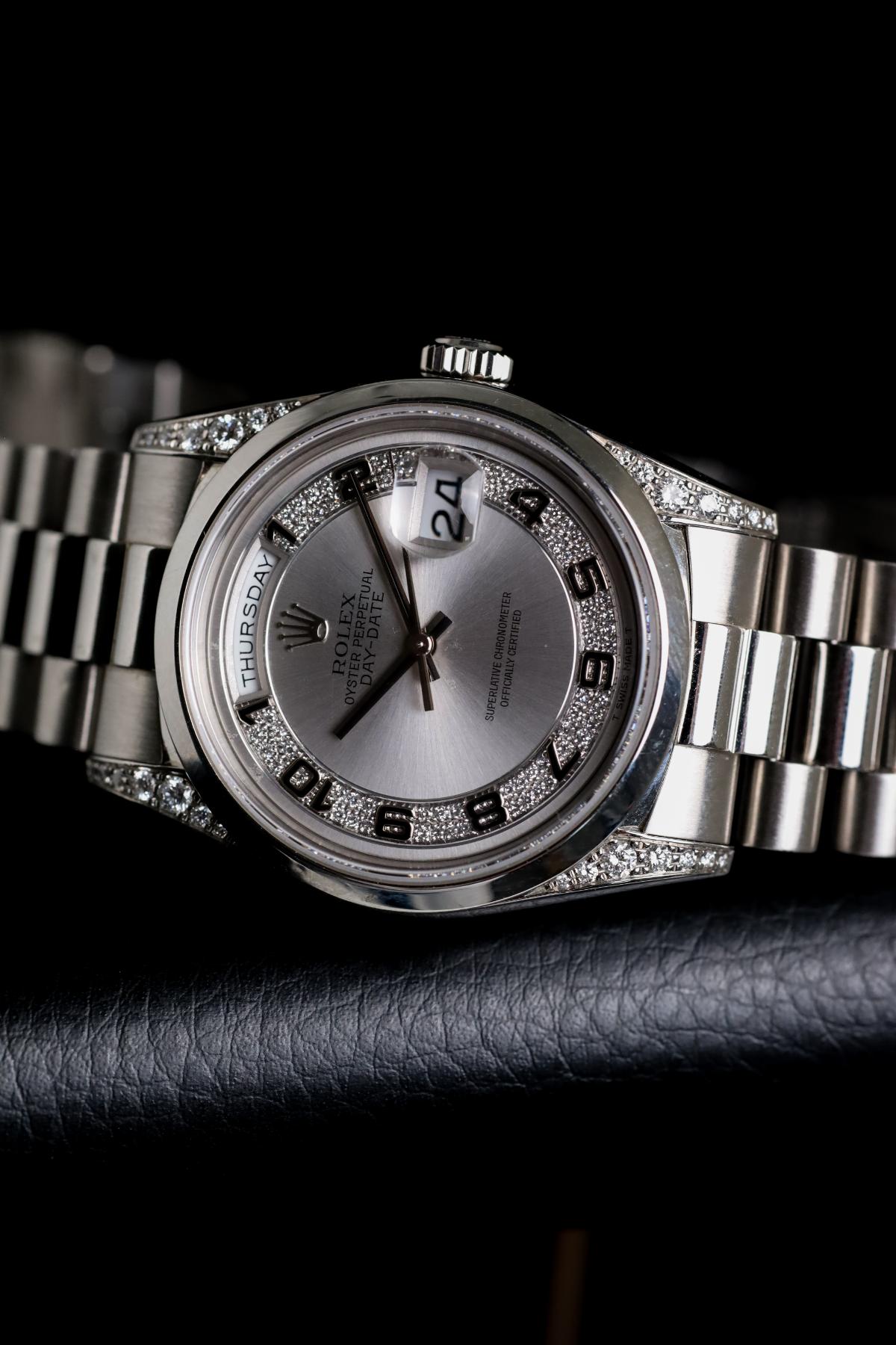 Rolex Day-Date 36 18296 Platinum Factory Diamond Dial - NW Timepieces
