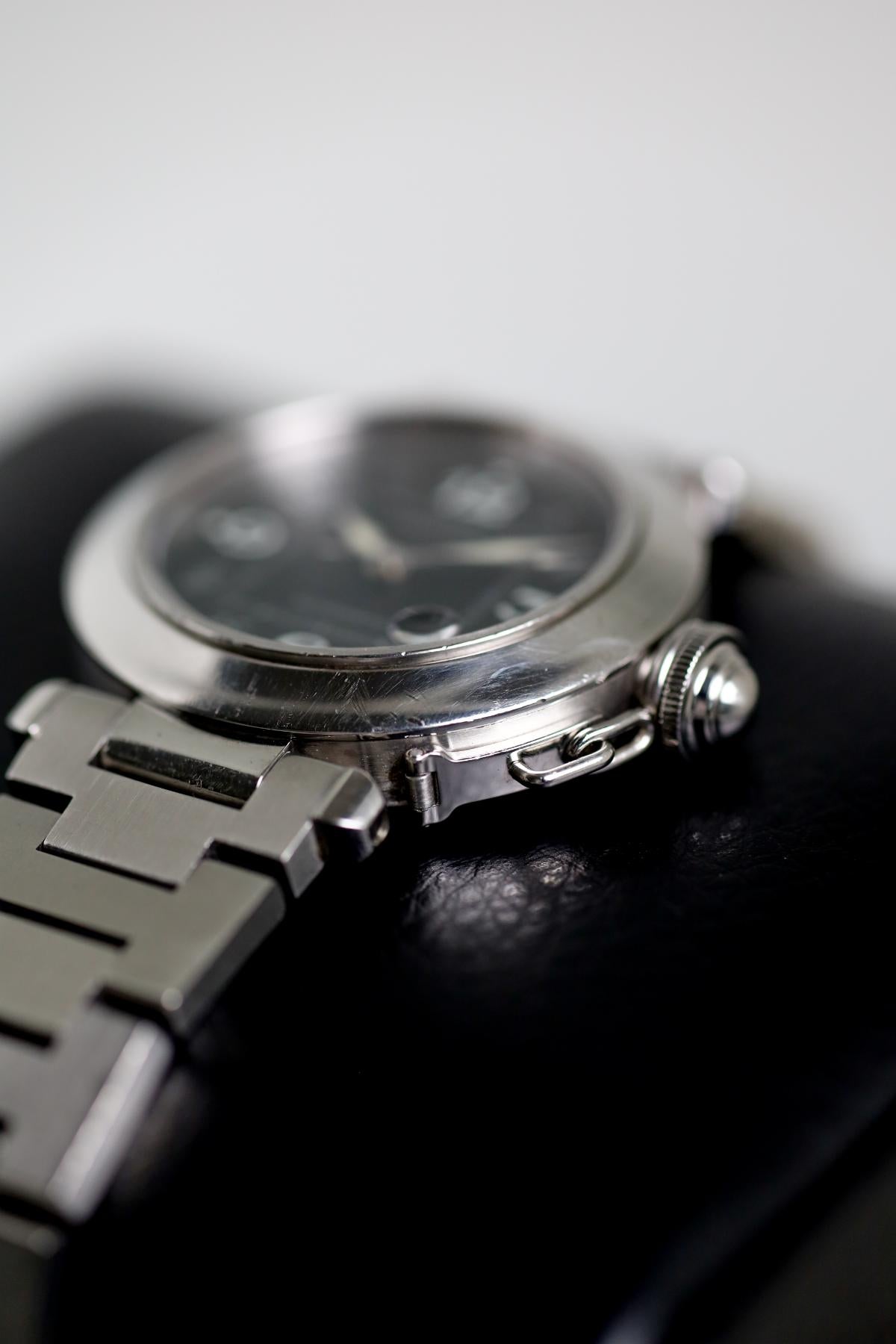 Cartier Pasha C 2324 Stainless Steel Arabic Numeral Black Dial - view 2