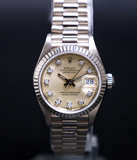 Rolex Lady-President White Gold Factory Diamond Dial With Rolex Service Card