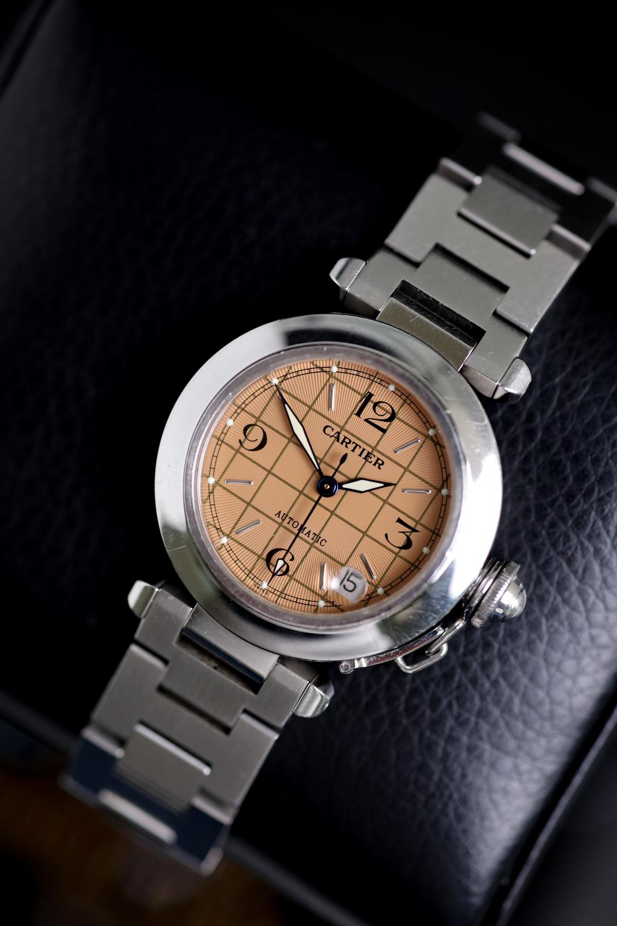 Cartier Pasha C Automatic 2324 Stainless Steel Pink Grid Dial - NW Timepieces