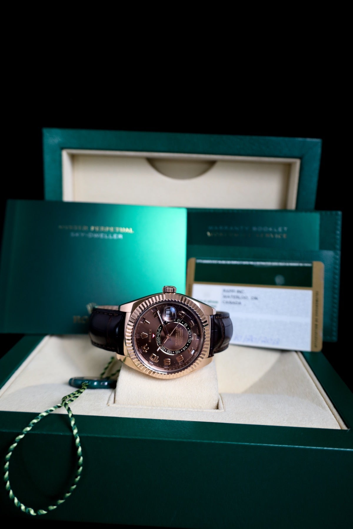 Rolex Sky-Dweller Rose Gold Chocolate Dial Full Set Arabic Dial Discontinued
