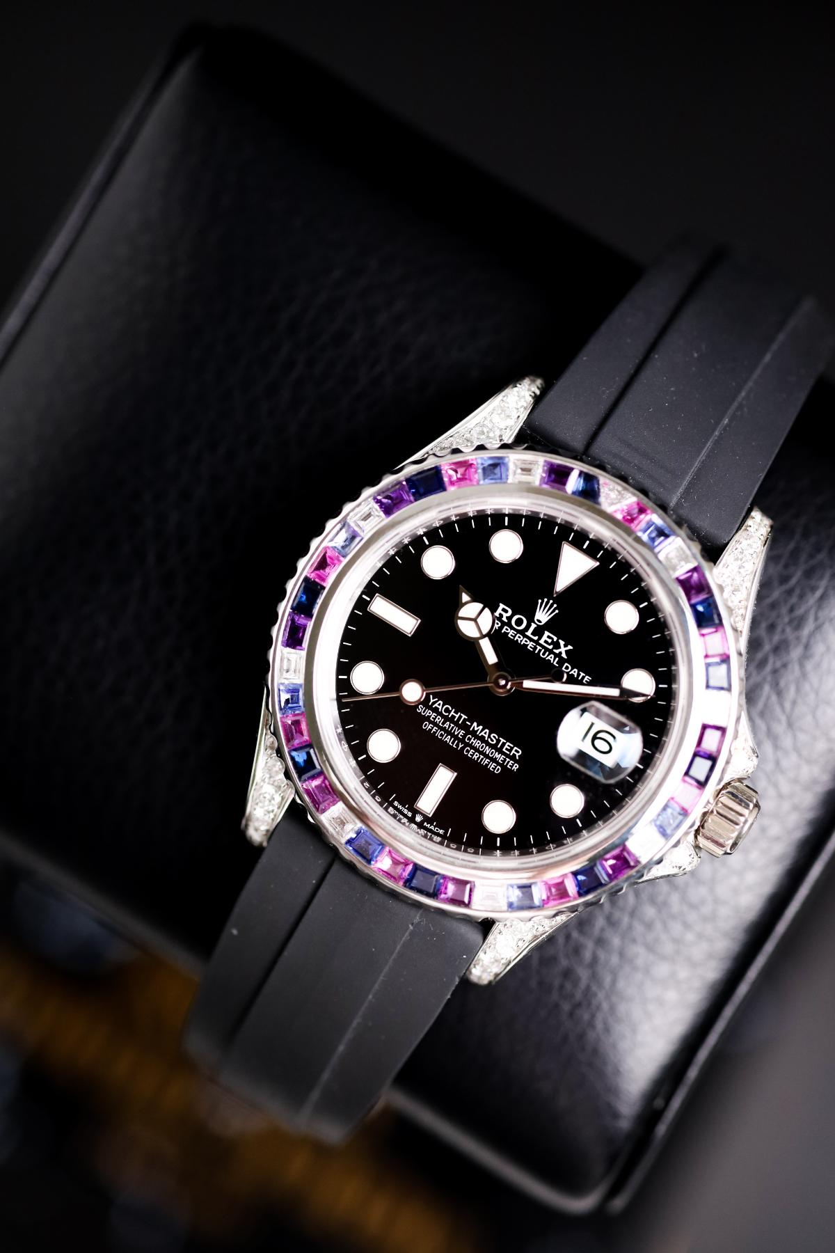 Rolex Yacht-Master 42 White Gold Custom Natural Stones