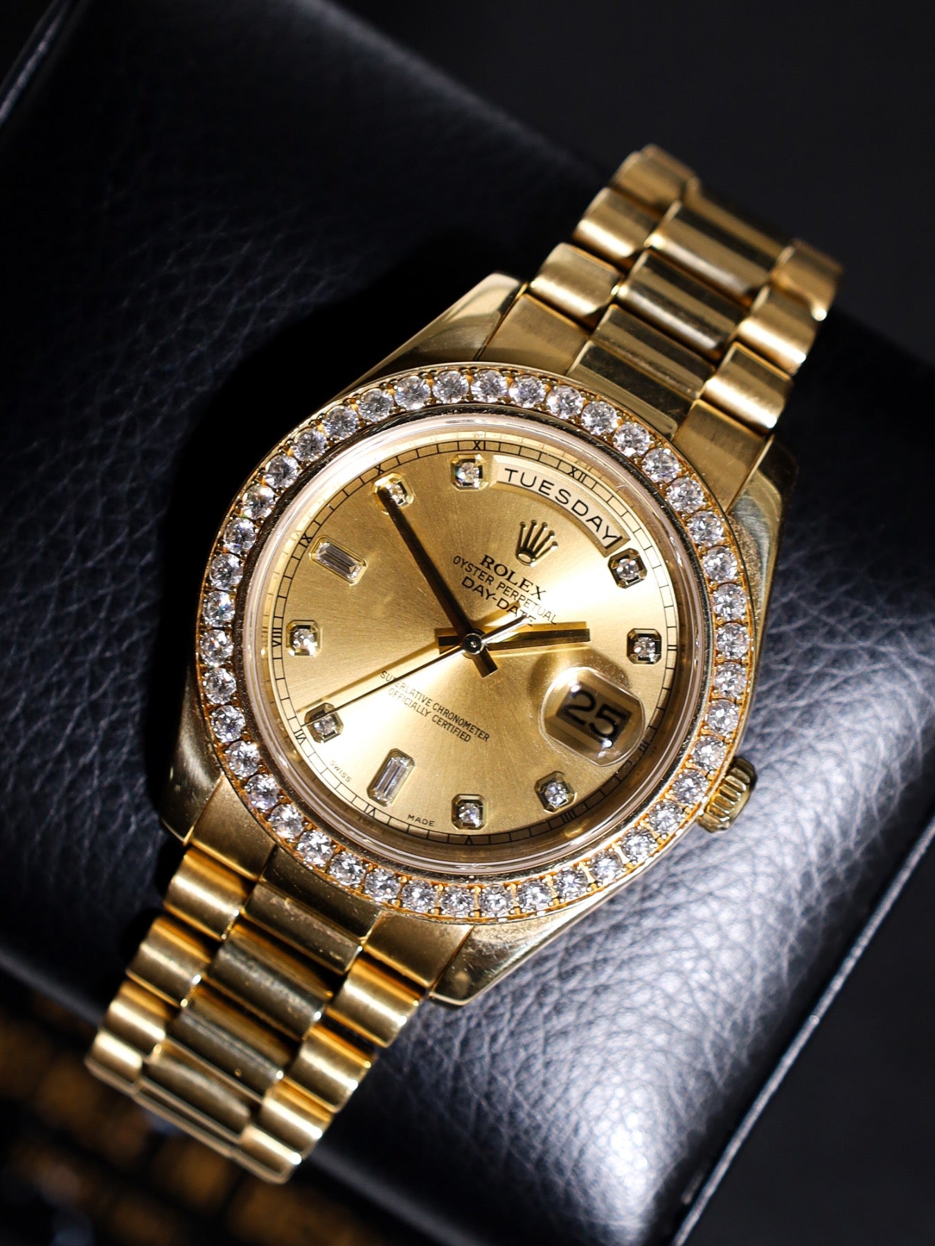 Rolex Day-Date II 218348 41mm Factory Diamond Bezel And Dial All Factory Discontinued