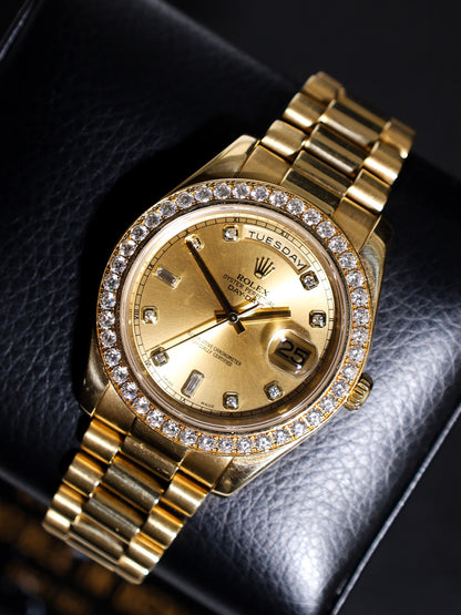Rolex Day-Date II 218348 41mm Factory Diamond Bezel And Dial All Factory Discontinued