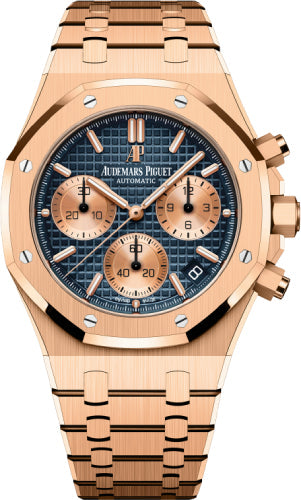 Audemars Piguet Royal Oak 41mm Selfwinding Chronograph Rose Gold Blue Dial Bracelet - 26239OR.OO.1220OR.01